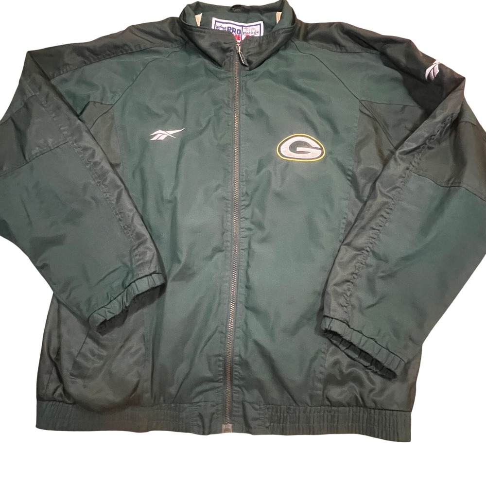 Vintage Reebok NFL Pro Line Green Bay Packers Jacket Mens XL Green Full‎ Zip